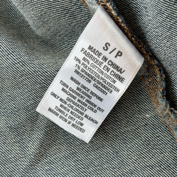 Aeropostale Distressed Jean Jacket in Dark Rinse, Size Small - Picture 7 of 11